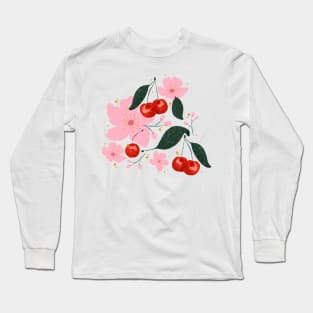 Sparkly Cherries and Cherry Blossoms Long Sleeve T-Shirt